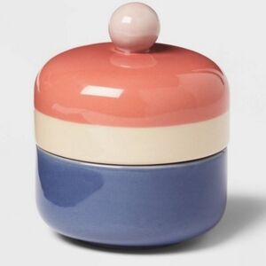 Opalhouse Jungalow NWT 2-Pc Stoneware Bath Canister in Pink/Blue 4.85"H